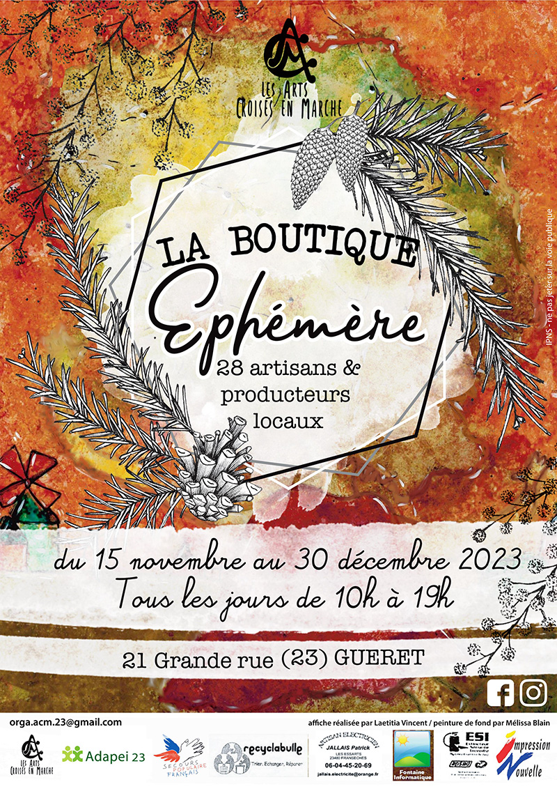affiche boutique ephemere gueret 2023