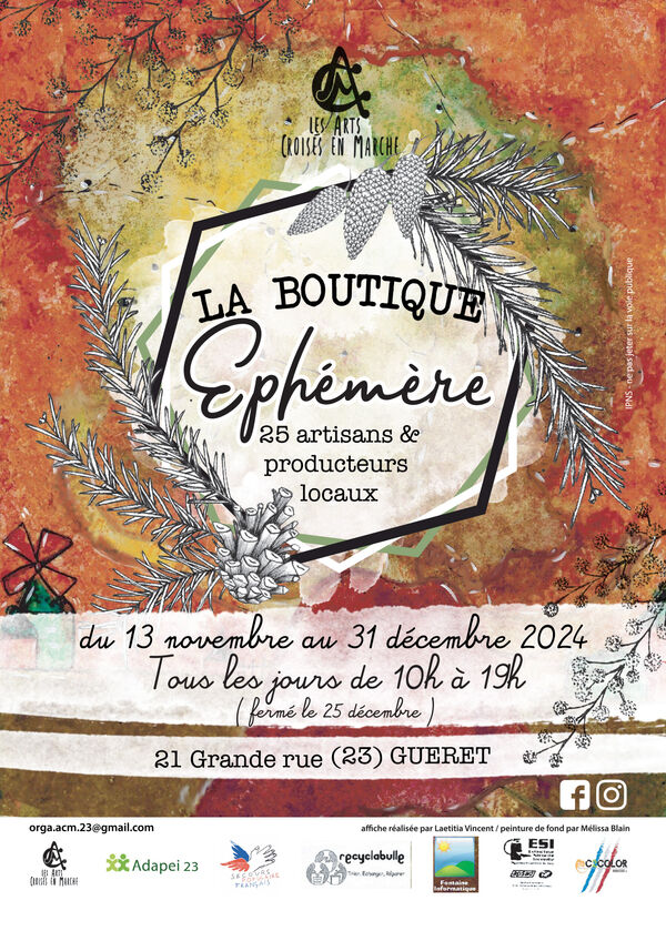 affiche boutique ephemere ACM gueret noel 2024